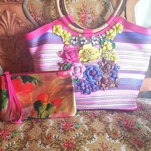 NWOT Sharif Woven Genuine Leather Tote